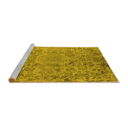 Sideview of Machine Washable Oriental Yellow Industrial Rug, wshurb1361yw