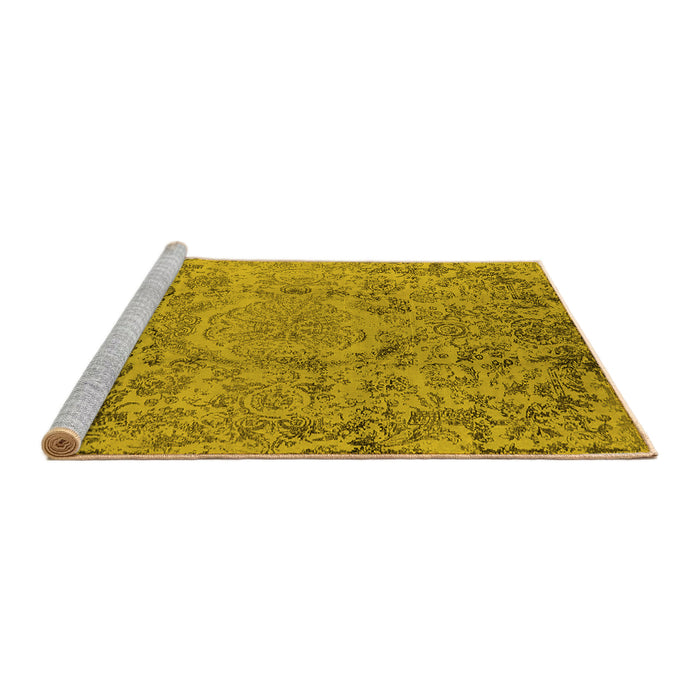 Sideview of Machine Washable Oriental Yellow Industrial Rug, wshurb1361yw