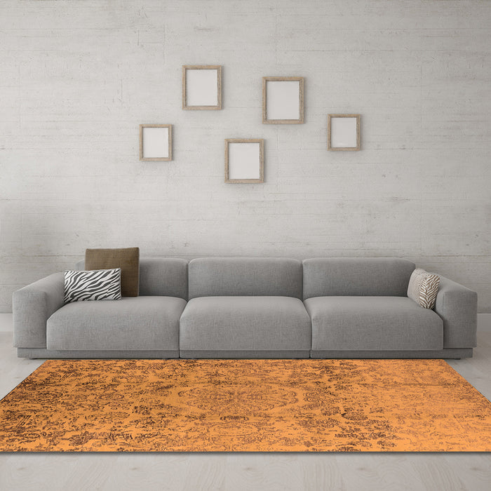 Machine Washable Oriental Orange Industrial Area Rugs in a Living Room, wshurb1361org