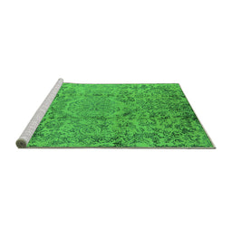 Sideview of Machine Washable Oriental Green Industrial Area Rugs, wshurb1361grn