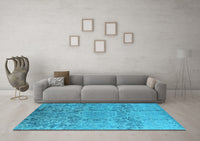 Machine Washable Oriental Light Blue Industrial Rug, wshurb1361lblu