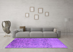 Machine Washable Oriental Purple Industrial Area Rugs in a Living Room, wshurb1361pur