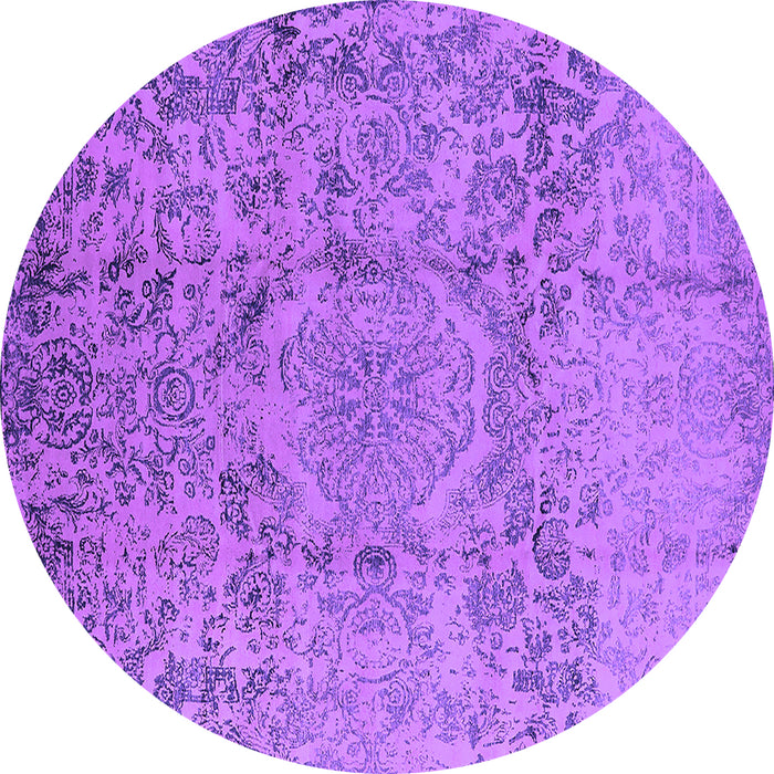Round Oriental Purple Industrial Rug, urb1361pur