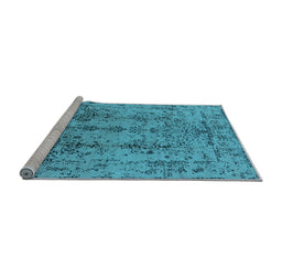 Sideview of Machine Washable Oriental Light Blue Industrial Rug, wshurb1362lblu