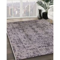 Mid-Century Modern Silver Pink Oriental Rug, urb1362