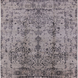 Square Mid-Century Modern Silver Pink Oriental Rug, urb1362
