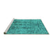 Sideview of Machine Washable Oriental Turquoise Industrial Area Rugs, wshurb1362turq