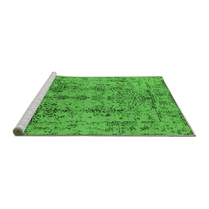 Sideview of Machine Washable Oriental Green Industrial Area Rugs, wshurb1362grn