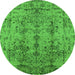 Round Oriental Green Industrial Rug, urb1362grn