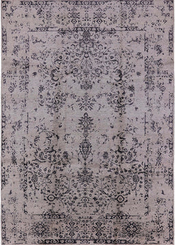 Mid-Century Modern Silver Pink Oriental Rug, urb1362