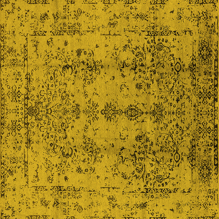 Square Machine Washable Oriental Yellow Industrial Rug, wshurb1362yw