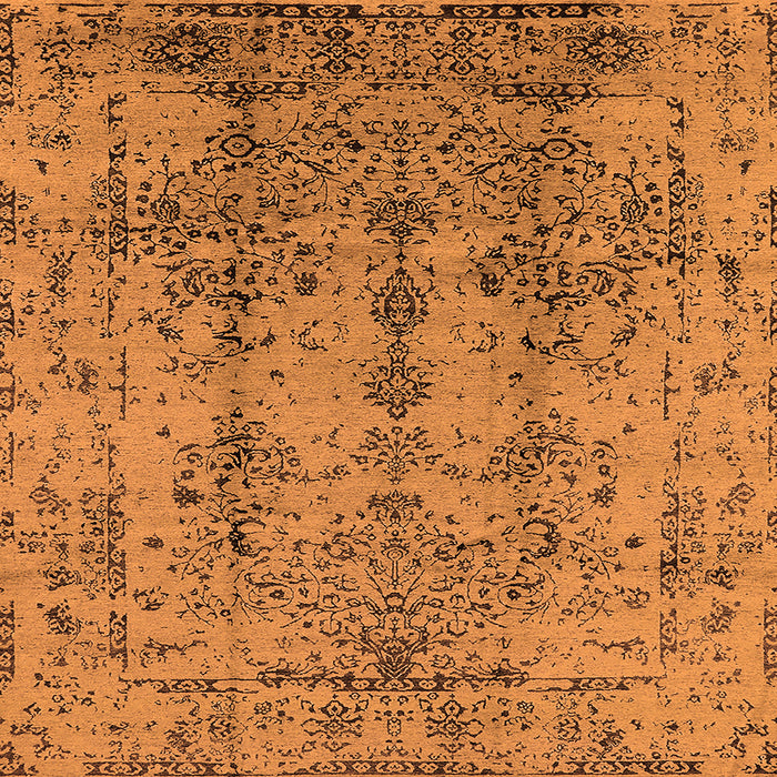 Square Machine Washable Oriental Orange Industrial Area Rugs, wshurb1362org