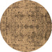 Round Oriental Brown Industrial Rug, urb1362brn