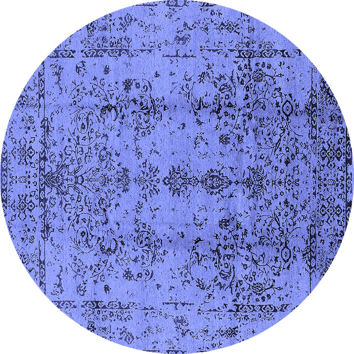 Round Oriental Blue Industrial Rug, urb1362blu