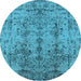 Round Oriental Light Blue Industrial Rug, urb1362lblu