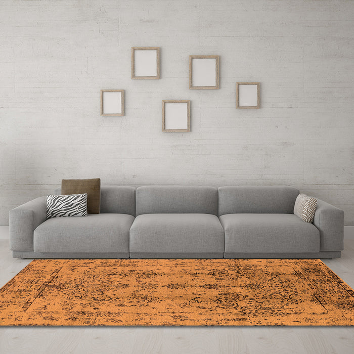 Machine Washable Oriental Orange Industrial Area Rugs in a Living Room, wshurb1362org