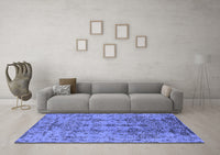 Machine Washable Oriental Blue Industrial Rug, wshurb1362blu