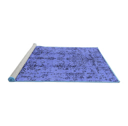 Sideview of Machine Washable Oriental Blue Industrial Rug, wshurb1362blu