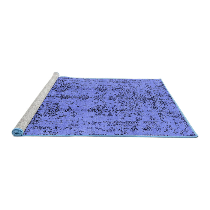 Sideview of Machine Washable Oriental Blue Industrial Rug, wshurb1362blu