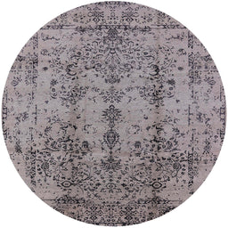 Round Machine Washable Industrial Modern Silver Pink Rug, wshurb1362