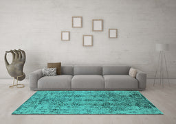 Machine Washable Oriental Turquoise Industrial Area Rugs in a Living Room,, wshurb1362turq