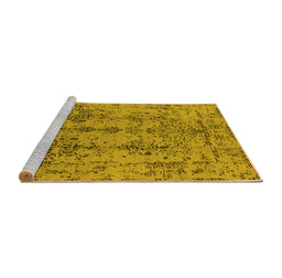 Sideview of Machine Washable Oriental Yellow Industrial Rug, wshurb1362yw