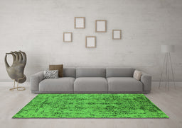 Machine Washable Oriental Green Industrial Area Rugs in a Living Room,, wshurb1362grn