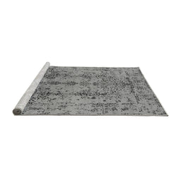Sideview of Machine Washable Oriental Gray Industrial Rug, wshurb1362gry