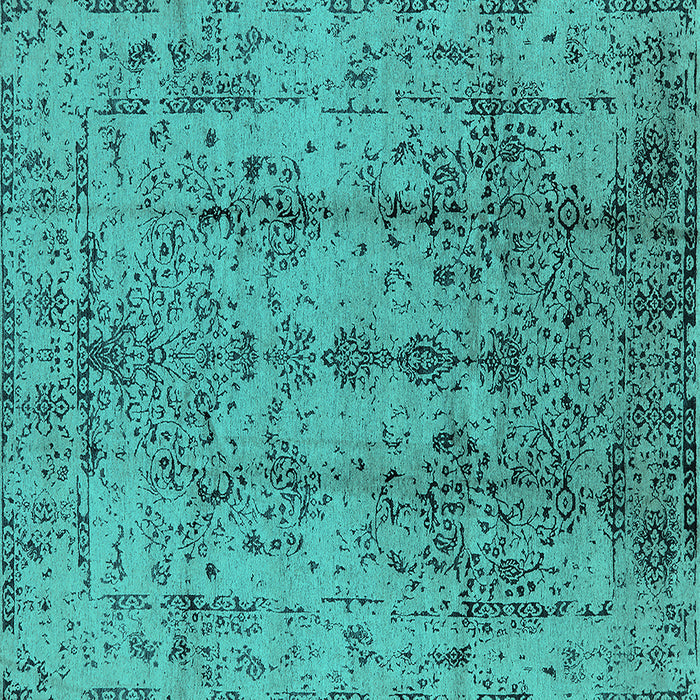 Square Machine Washable Oriental Turquoise Industrial Area Rugs, wshurb1362turq