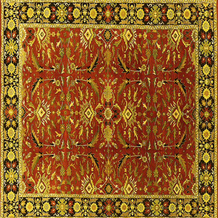 Square Oriental Yellow Traditional Rug, urb1363yw