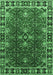 Machine Washable Oriental Emerald Green Traditional Area Rugs, wshurb1363emgrn