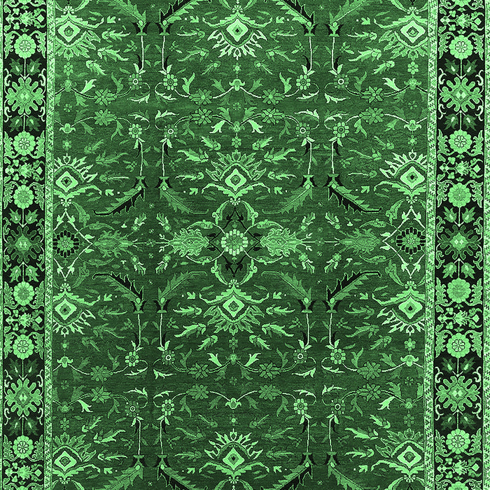 Machine Washable Oriental Emerald Green Traditional Area Rugs, wshurb1363emgrn