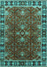 Machine Washable Oriental Turquoise Traditional Area Rugs, wshurb1363turq