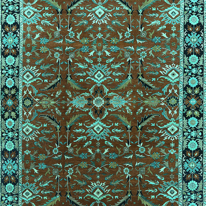 Machine Washable Oriental Turquoise Traditional Area Rugs, wshurb1363turq