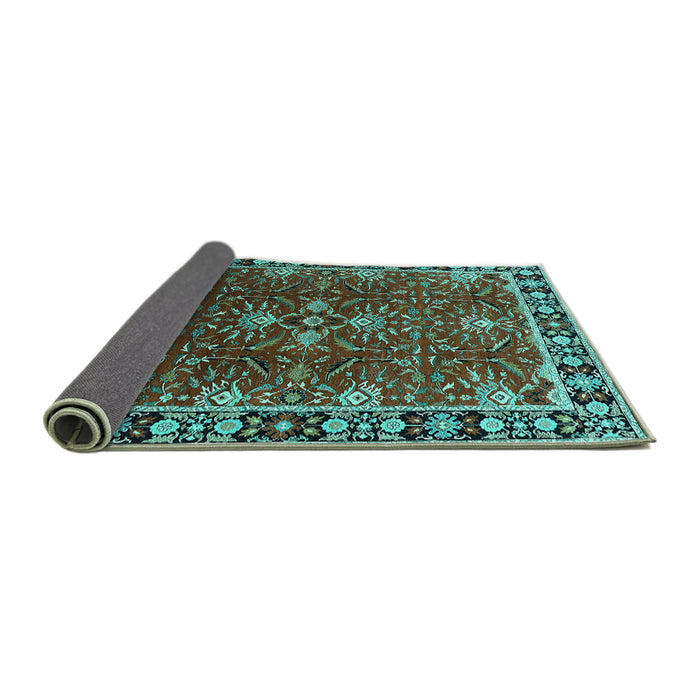 Sideview of Oriental Turquoise Traditional Rug, urb1363turq