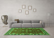 Machine Washable Oriental Green Traditional Area Rugs in a Living Room,, wshurb1363grn