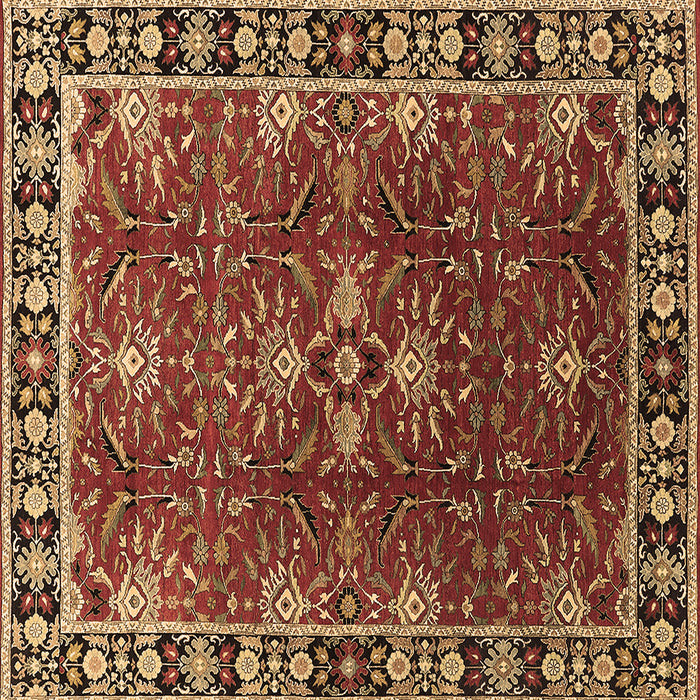 Square Machine Washable Oriental Brown Traditional Rug, wshurb1363brn