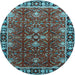 Round Oriental Light Blue Traditional Rug, urb1363lblu