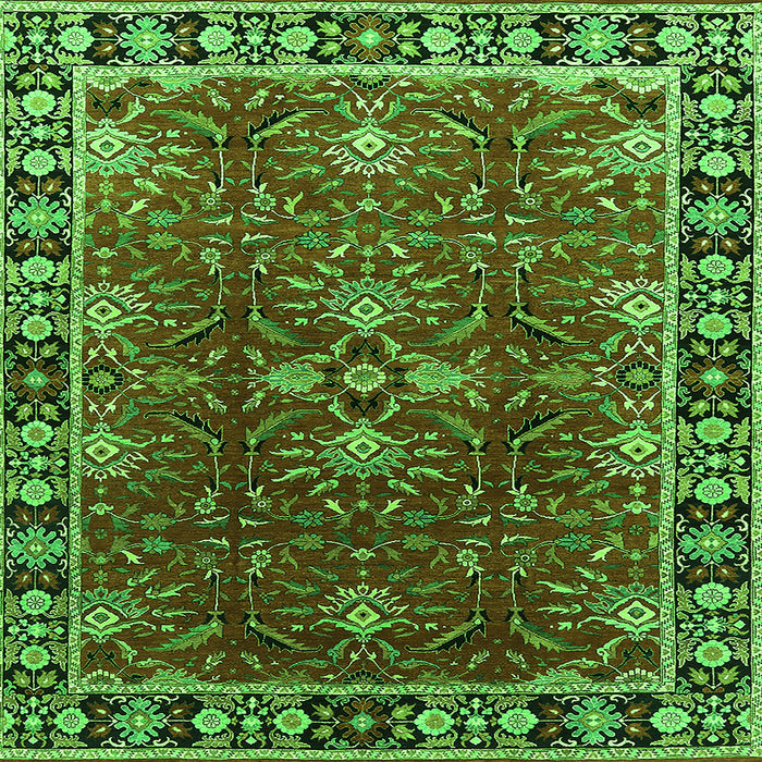Square Oriental Green Traditional Rug, urb1363grn