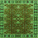 Square Machine Washable Oriental Green Traditional Area Rugs, wshurb1363grn