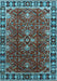 Machine Washable Oriental Light Blue Traditional Rug, wshurb1363lblu