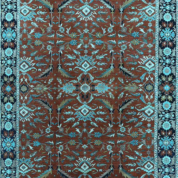 Machine Washable Oriental Light Blue Traditional Rug, wshurb1363lblu