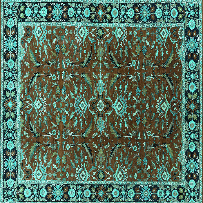 Square Oriental Turquoise Traditional Rug, urb1363turq