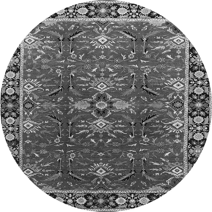 Round Oriental Gray Traditional Rug, urb1363gry