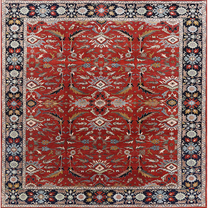 Square Mid-Century Modern Red Oriental Rug, urb1363