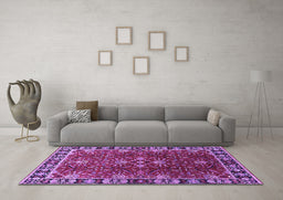 Machine Washable Oriental Purple Traditional Area Rugs in a Living Room, wshurb1363pur