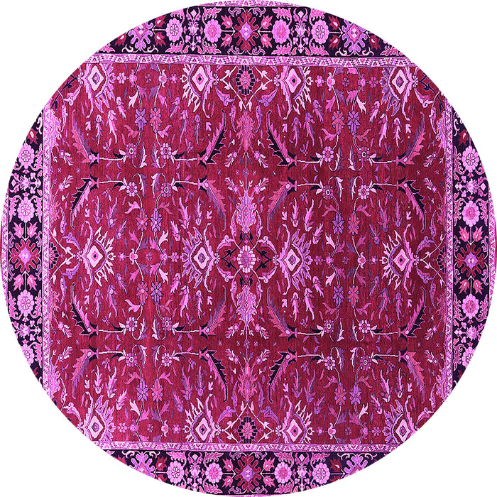 Round Machine Washable Oriental Pink Traditional Rug, wshurb1363pnk