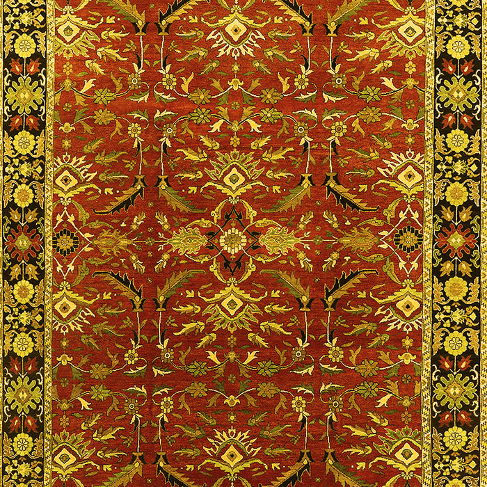 Machine Washable Oriental Yellow Traditional Rug, wshurb1363yw
