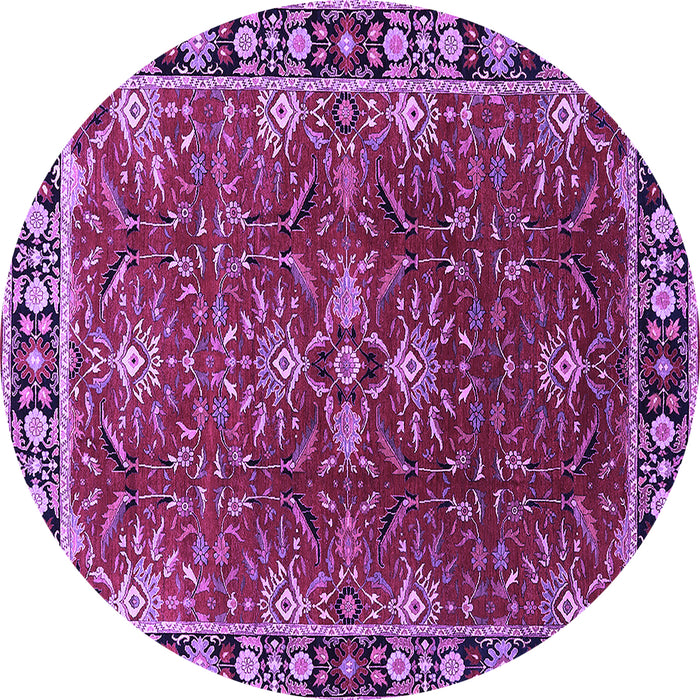 Round Oriental Purple Traditional Rug, urb1363pur