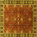 Square Machine Washable Oriental Yellow Traditional Rug, wshurb1363yw